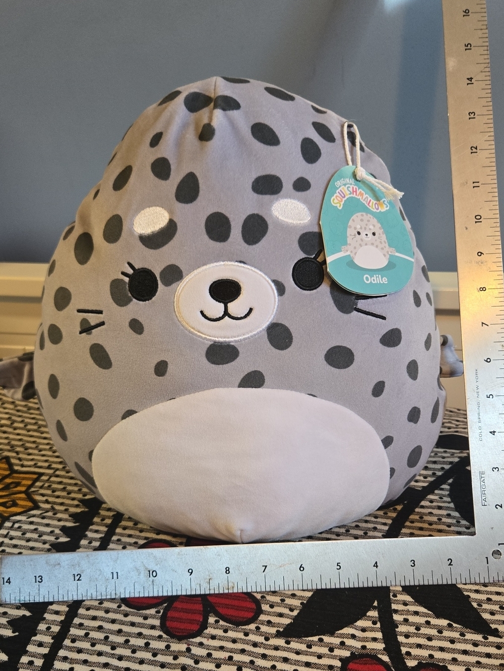 Squishmallows Odile Gray Spot Seal Plush - Gray & White